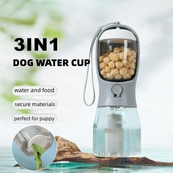 NalaPaws® Trio Bottle — Water, Snacks & Poepzakjes in Één